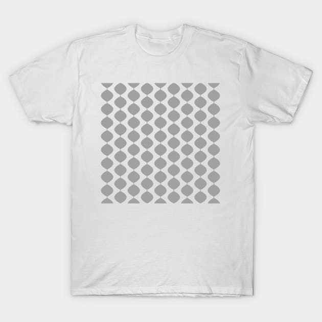 Mid Century Modern Retro 60s Waves Pattern  (45% Grey) T-Shirt by Makanahele